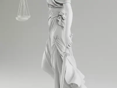 Lady Justice Statue Blindfolded Goddess with Scales Sword Low-poly 3D model