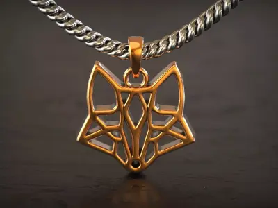 Geometric Fox Head Pendant 3D print model
