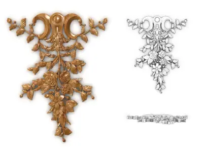 Carved decor rose vertical 005 3dprin 3D model 3D model