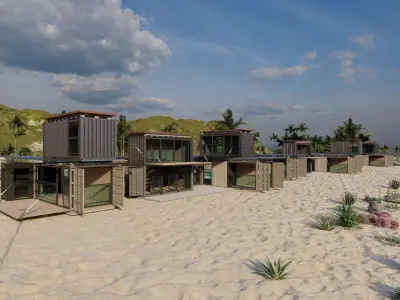 Temporary villa - villa condo - container building 3D model