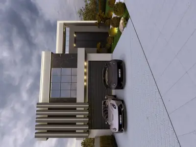 Modern Luxury Villa Exterior with Garage LumionReady Scene 3D model