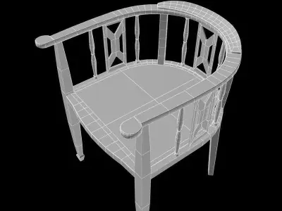 Old wooden armchair 3D model