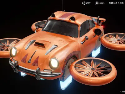 Sci fi  Flying Car Low-poly 3D model
