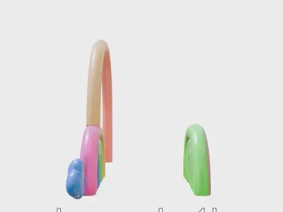 Rainbow Acrylic Shelf with Cloud Stoppers Low-poly 3D model