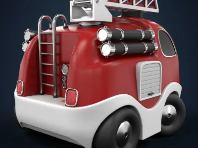 Cartoon Fire Truck Low-poly 3D model