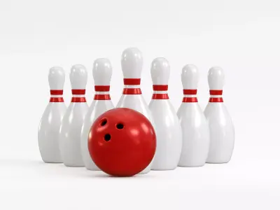 Bowling pins with ball Low-poly 3D model