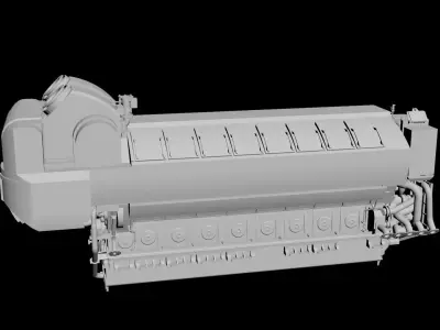 Wartsila Engine Marine Low-poly 3D model