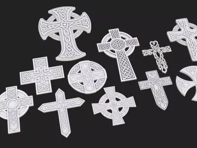 Celtic cross pack 3D model