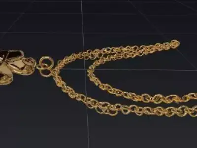 Golden Clover Charm Necklace Timeless  Luck Jewelry  3D print model