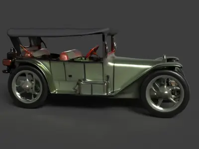 Green vintage  car figure  Low-poly 3D model