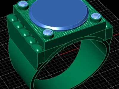 Luxury Diamond Onyx Men Ring 3D print model