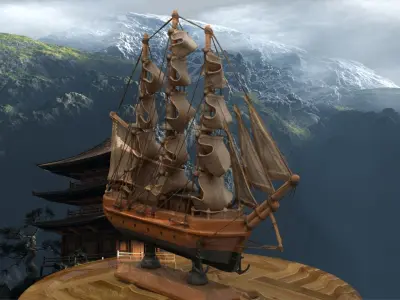 Chinese  sail boat 3D model
