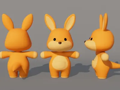 Rigged Cartoon Kangaroo Low-poly 3D model