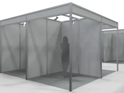 Fair Center with 2x2 Modular Exhibition Stands 3D model