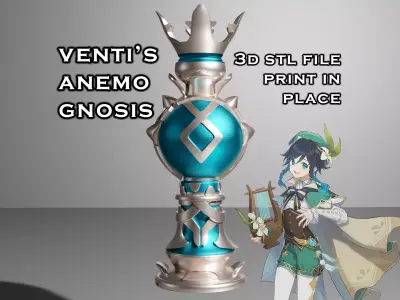 Gnosis of Venti Genshin Impact -- Anemo Gnosis -- 3D Print Ready 3D print model