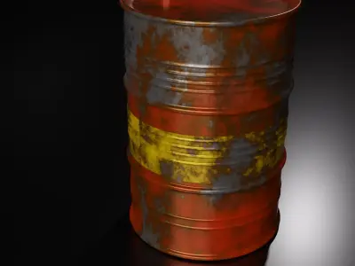 Rusted Oil Fuel Barrel Low-poly 3D model