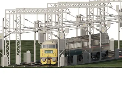 British Rail Class 47  with coaches 3D model