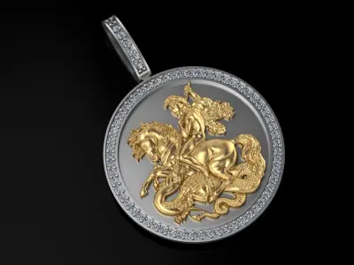 Saint George the Victorious pendant model 3D print model 3D print model