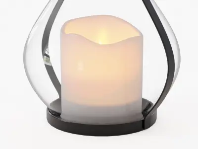 lantern05 glass lantern with candle inside 3D model