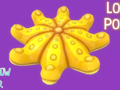 Stylized Starfish Pillow Cartoon Cushion Free low-poly 3D model