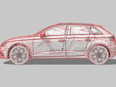 Audi A3 Sportback 3d blueprint Low-poly 3D model