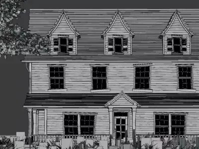 American Style Cottage Exterior 02 Low-poly 3D model