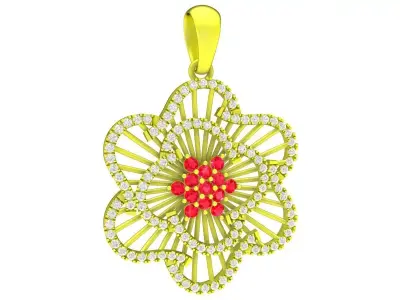 Luxury Floral Diamond Gemstone Pendant 3D Model 4255 3D print model