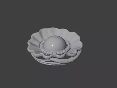 Pearl Shell Diamond Brooch 3D print model