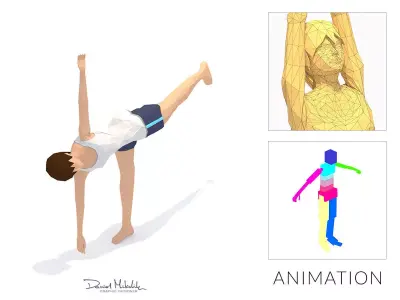 Pyramid 2  Yoga Exercise Woman Animation Low-poly 3D model