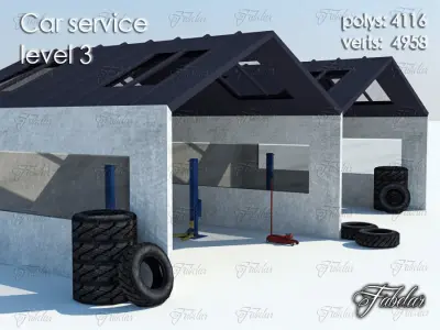 Car services Level 3 Low-poly 3D model