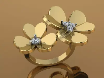 Ring Frivole Cleef Jewelry Brand Gold 3D print model