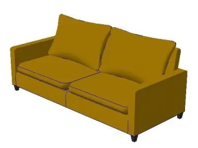 Yellow 2 seater sofa h87 w200 d86 Low-poly 3D model