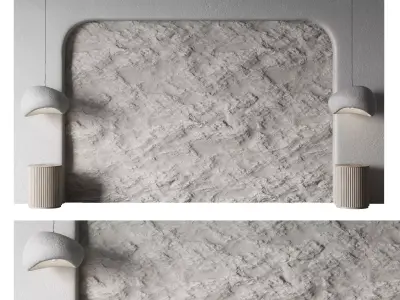 Headboard 5 stone wall with lamp 3D model