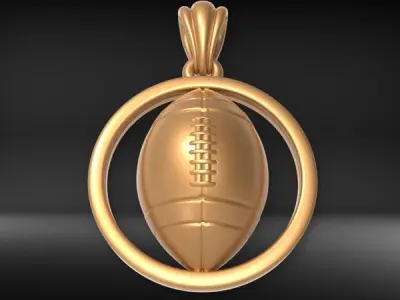 American Football Ball Sport Game Fan Charm Pendant Necklace  3D print model