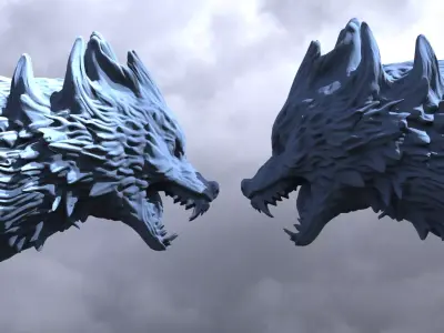 Wolf Roar Bust 3D model