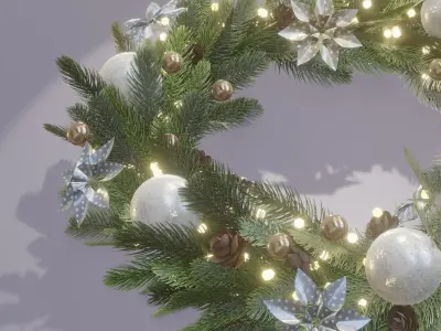 Christmas wreath in scandi style Low-poly 3D model