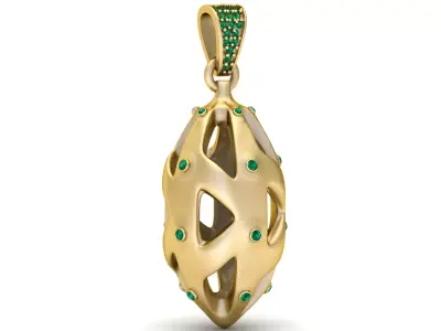 Modern Sculptural Gemstone Pendant 3D Printable Model 3D print model