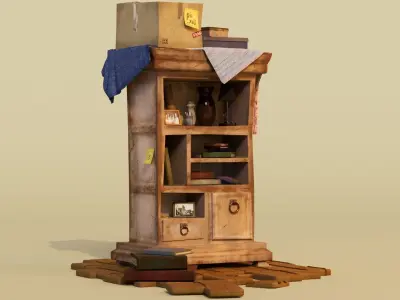 Library - bookshelf 3D model