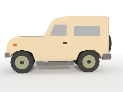 Low Poly Cartoon Jeep Car Low-poly 3D model