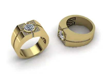 Mens Ring Jewelry Brand Gold 3D print model