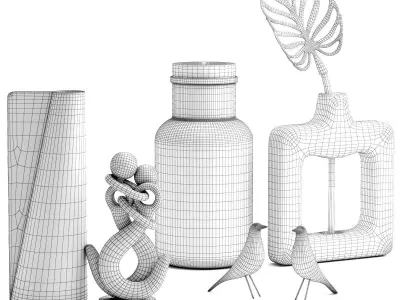 decor set 2 mother and child sculpture 3D model