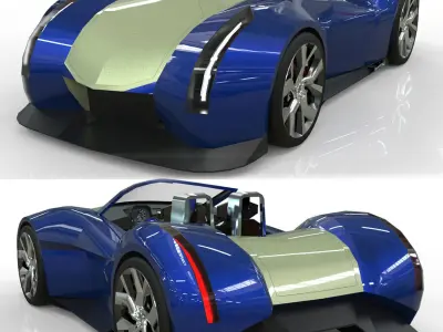 Roadster lowpoly concept birdcar Low-poly 3D model