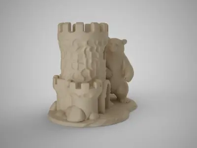 Bear Castle Pen Holder 3D print model