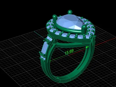 STL 3DM Print Ready Women Diamond Ring Lightweight Printable  3D print model 99