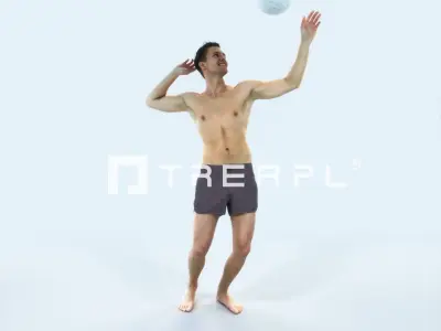 Virtue 04J Beach Serving Sports Man Low-poly 3D model
