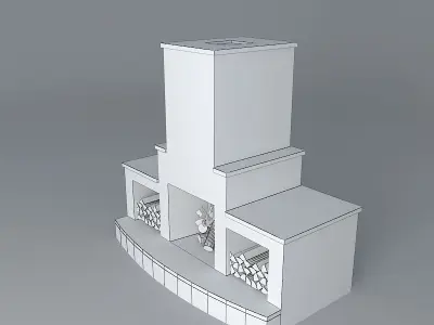 Fireplace with wood boxes Free 3D model