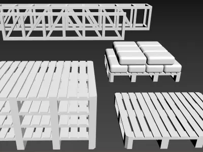 Construction objects Low-poly 3D model