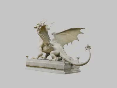 Stone Dragon Statue - Fantasy Garden Decor 3D Model Low-poly 3D model