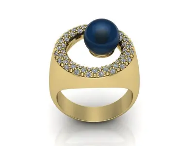 Ring with pearls 3D print model