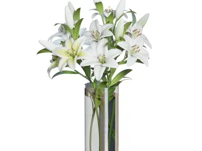 Flower Set 10 - White Lilies Bouquet 3D model